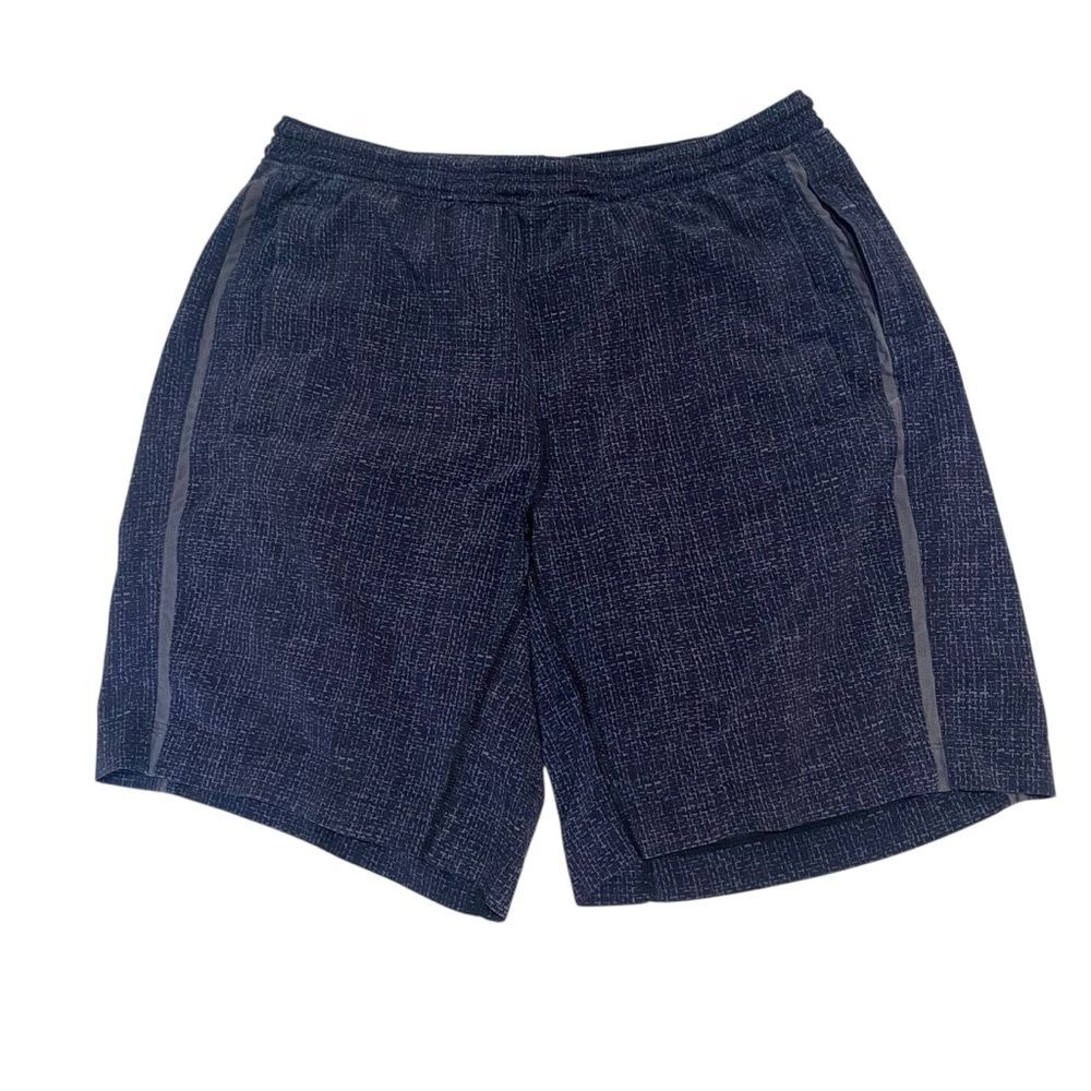 Lululemon Mens Pace Breaker Shorts Size M Medium Blue Textured Knit Pattern 7"